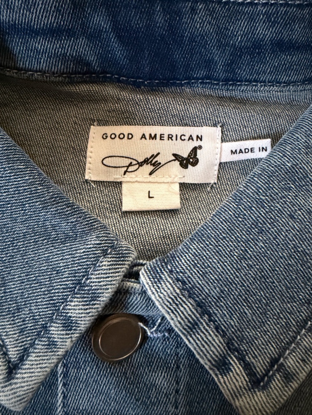 Good American Light Blue Denim Jacket with Logo Tag - Picture 7 of 9